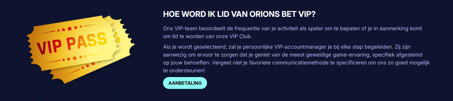 OrionsBet Casino VIP programma – exclusieve voordelen